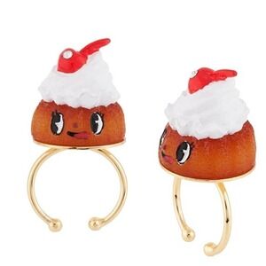 Les Nereides Paris N2 Hand-Enameled Resin Designer Gold Tone Ring NWOT